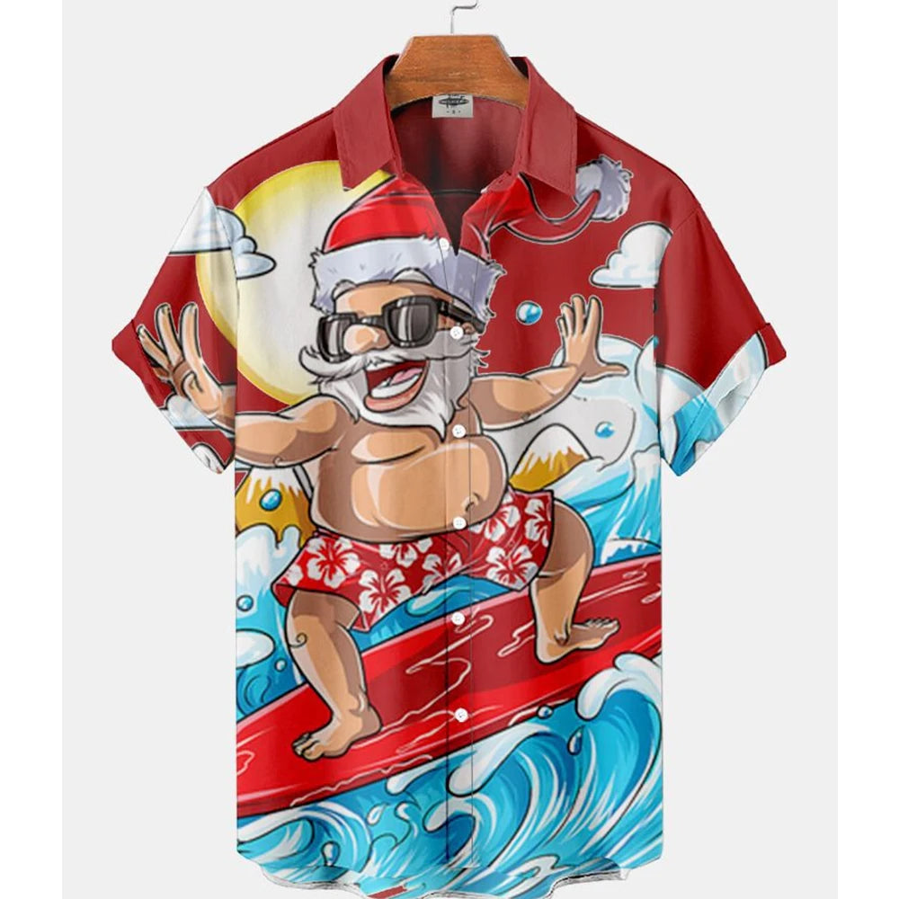 Christmas Graphic Santa Claus Men's Shirts Hawaiian