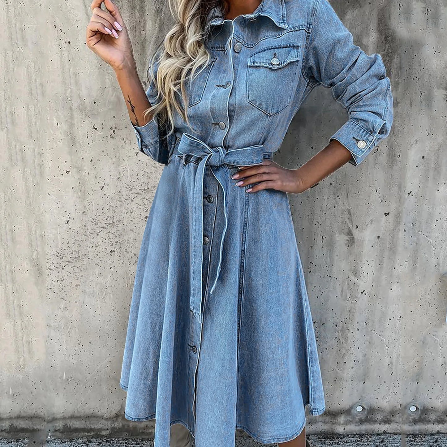 Women's Denim Dress Long Sleeve