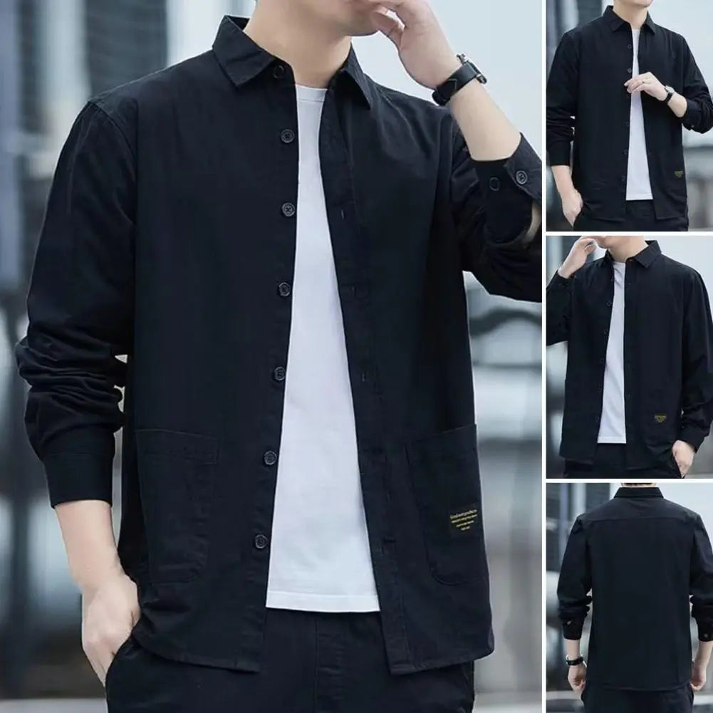 Single-breasted Thermal Style Men Autumn Shirt