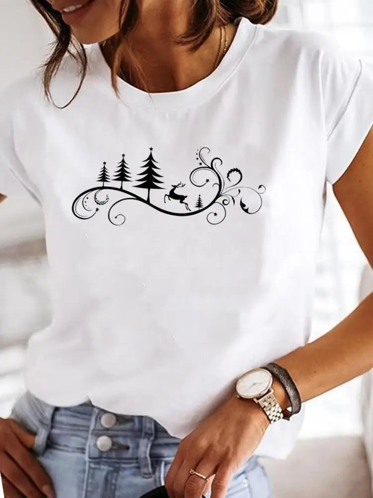 Women Fashion Christmas New Year Holiday T-shirt