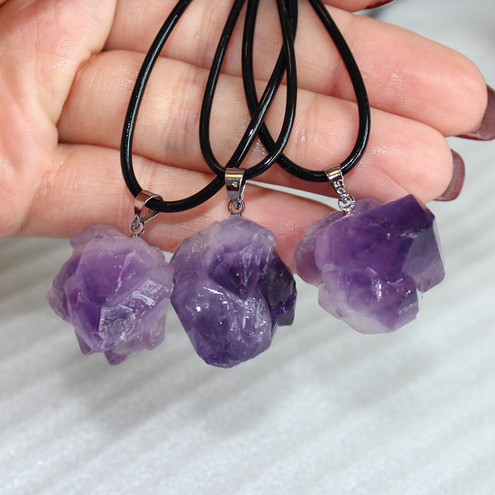 Purple Brazilian Amethyst Quartz Crystal Cluster Pendant - peterkaczconnect