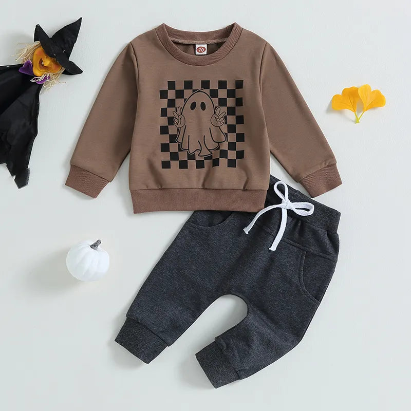 0-3Years Boys 2Pcs Fall Outfits Checkerboard