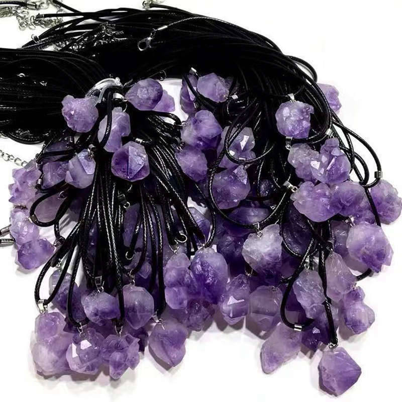 Purple Brazilian Amethyst Quartz Crystal Cluster Pendant - peterkaczconnect