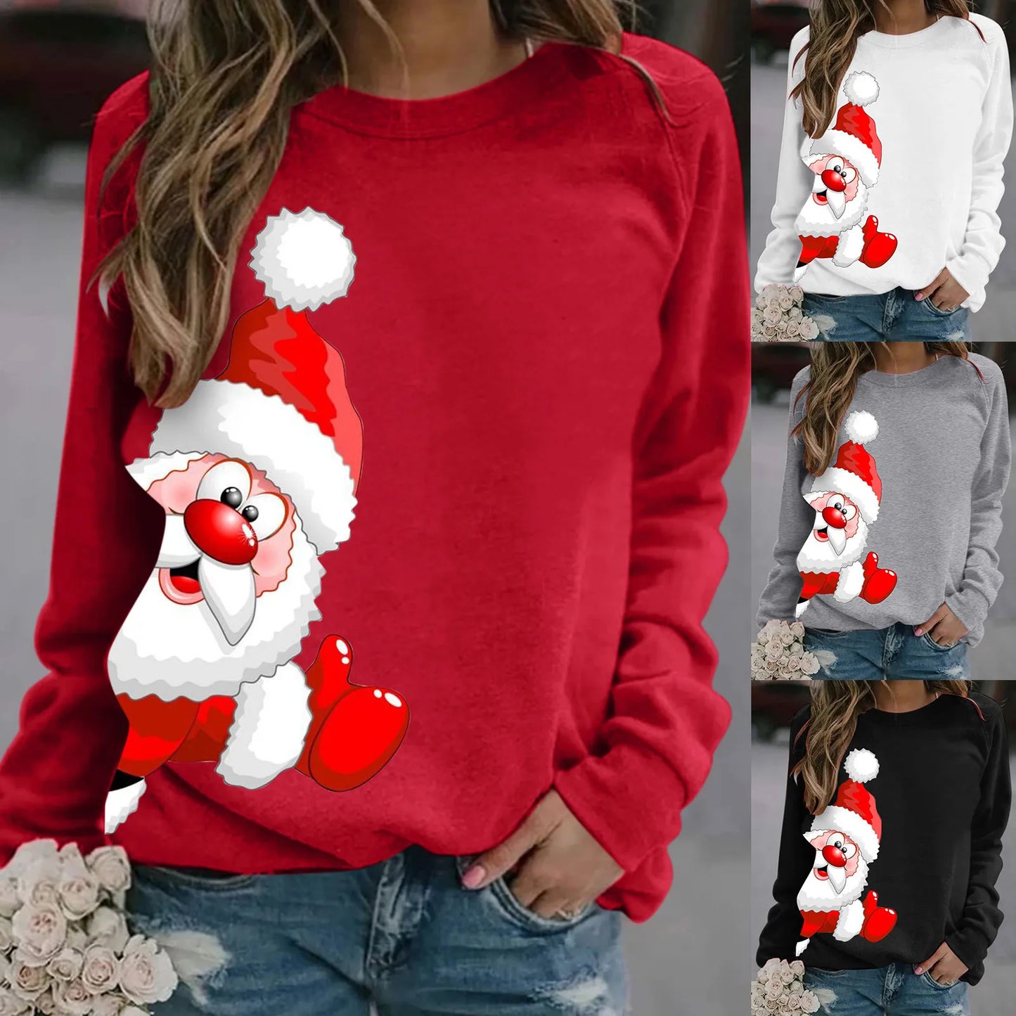 Women Sweatshirt Long-Sleeved Pullover Christmas