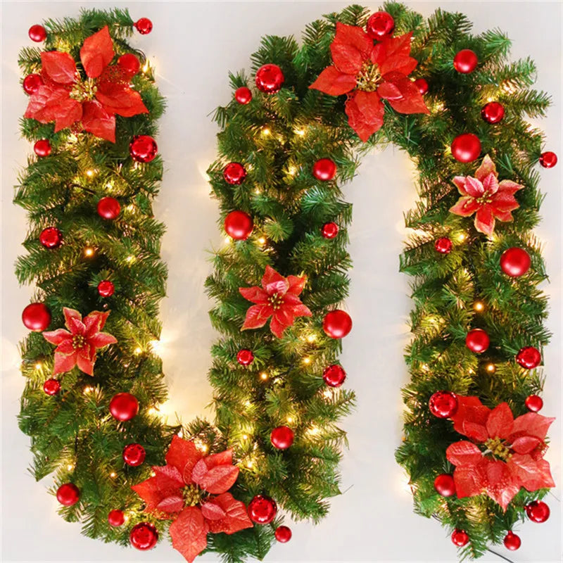 LED Christmas Garland Decor Light  Artificial Flower  2.7M