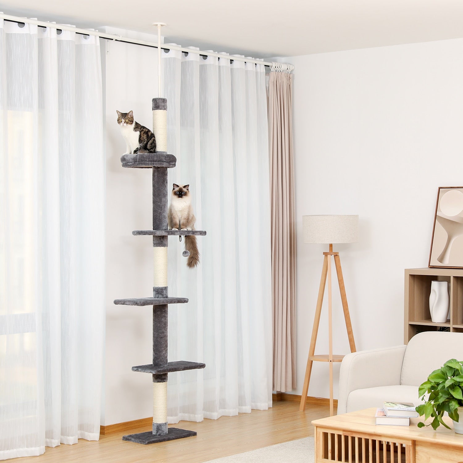 Floor to Ceiling Adjustable Cat Scratcher Protecting Furniture - peterkaczconnect