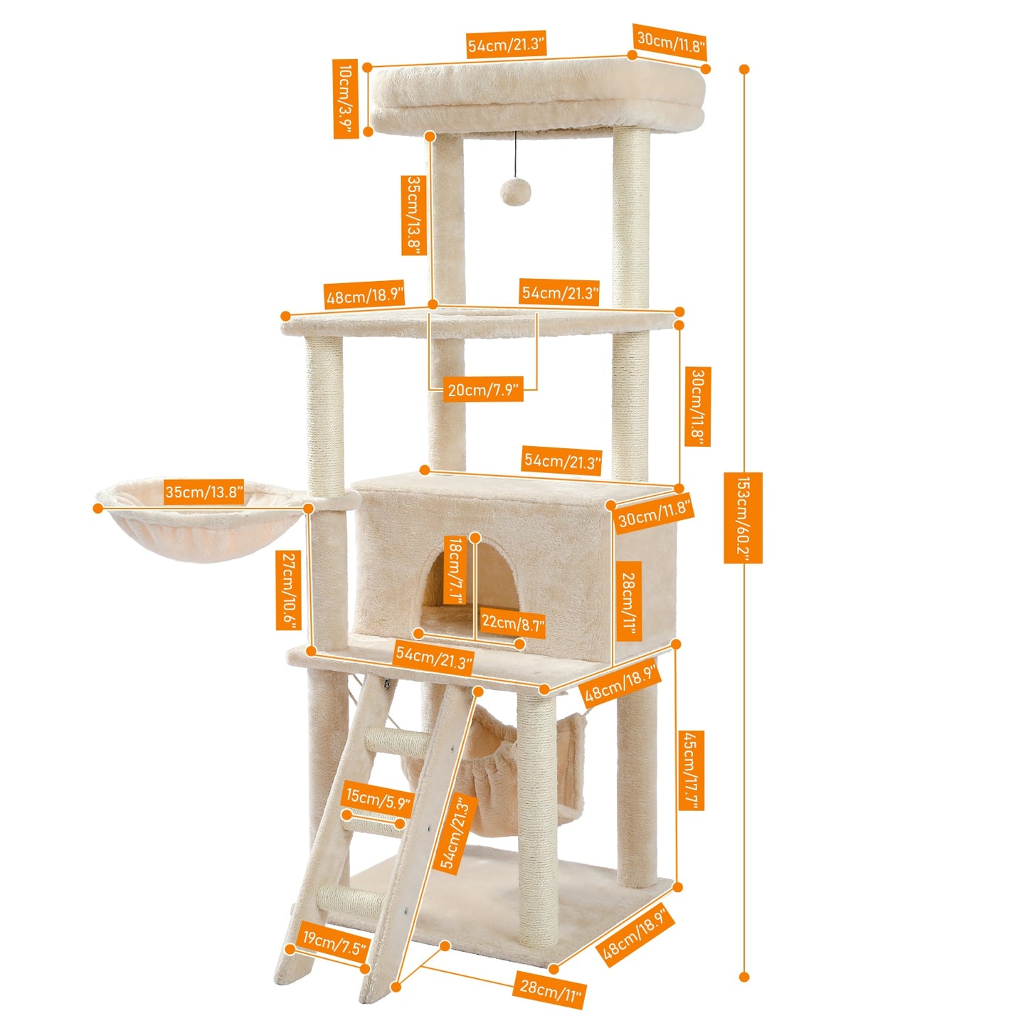 Large Cat Tower with Scratching Posts Multilayer Condo - peterkaczconnect