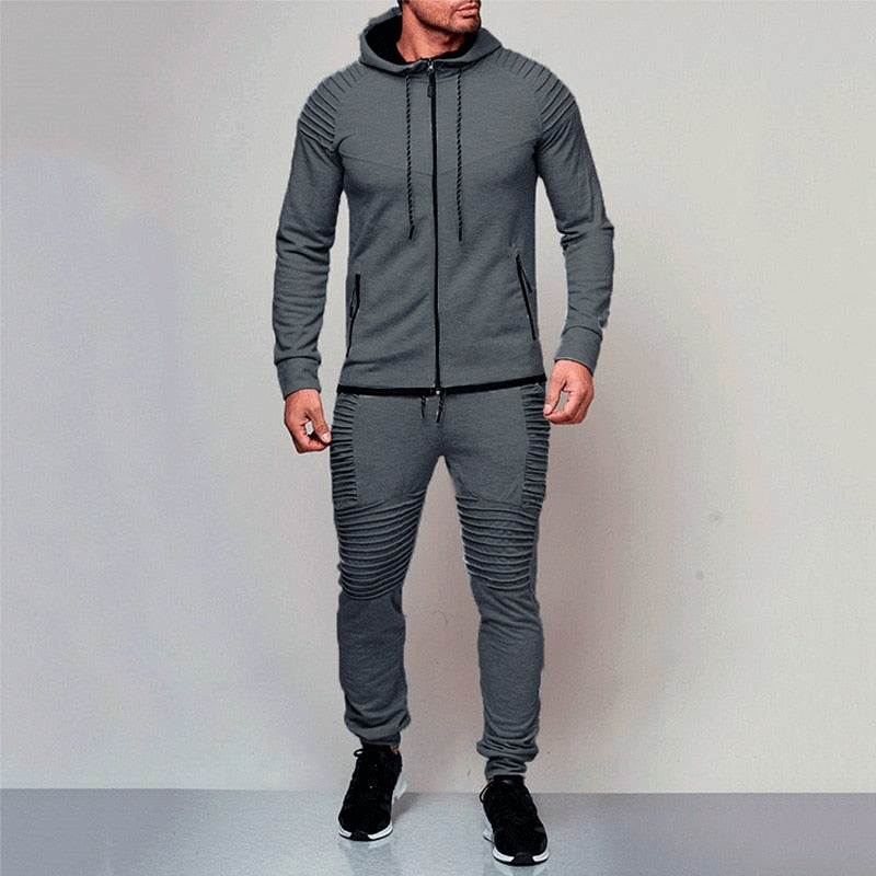 2 pieces Autumn Running tracksuit men Sweatshirt Sports Set - peterkaczconnect