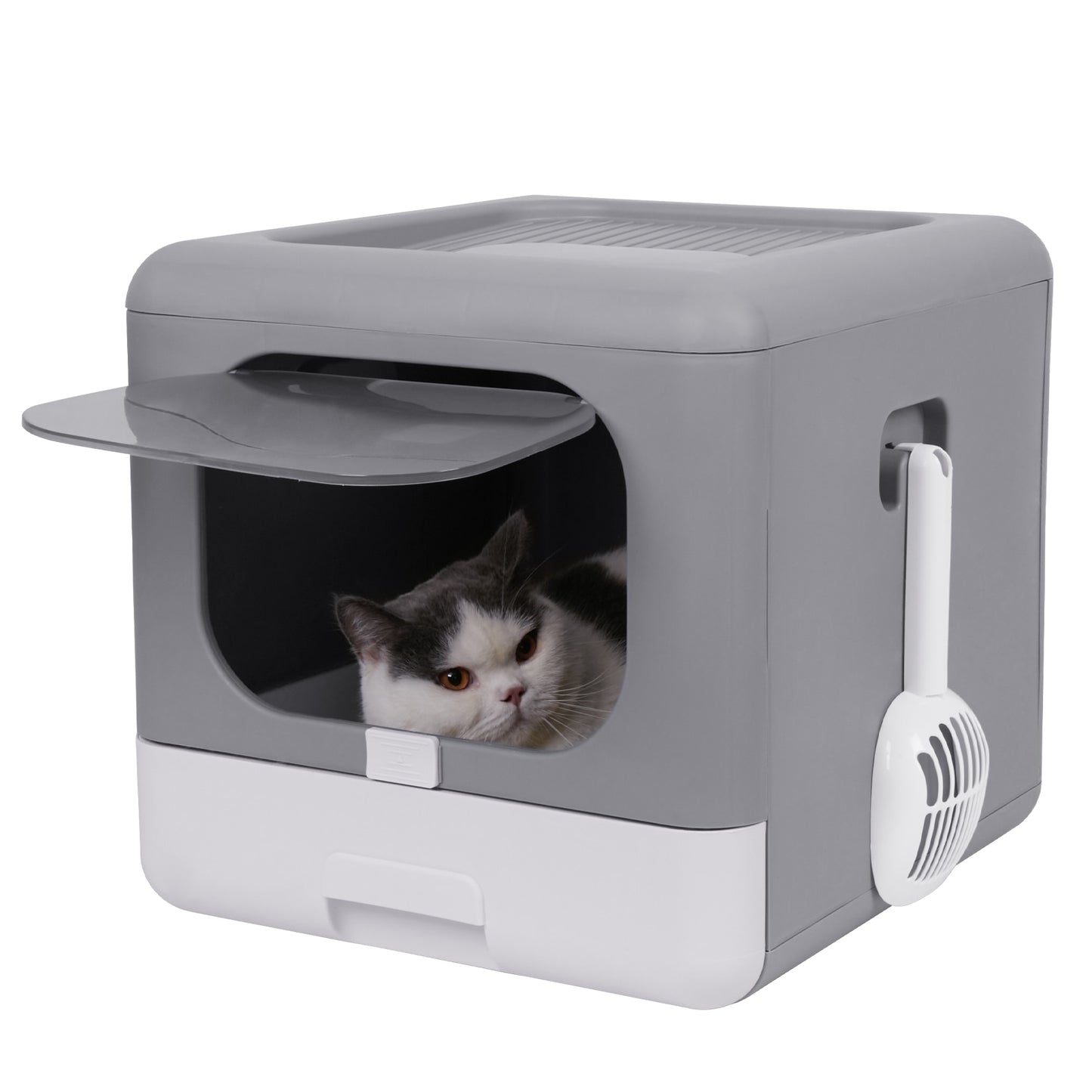 Cat Litter Box Foldable  Cat Litter Scoop Drawer - peterkaczconnect