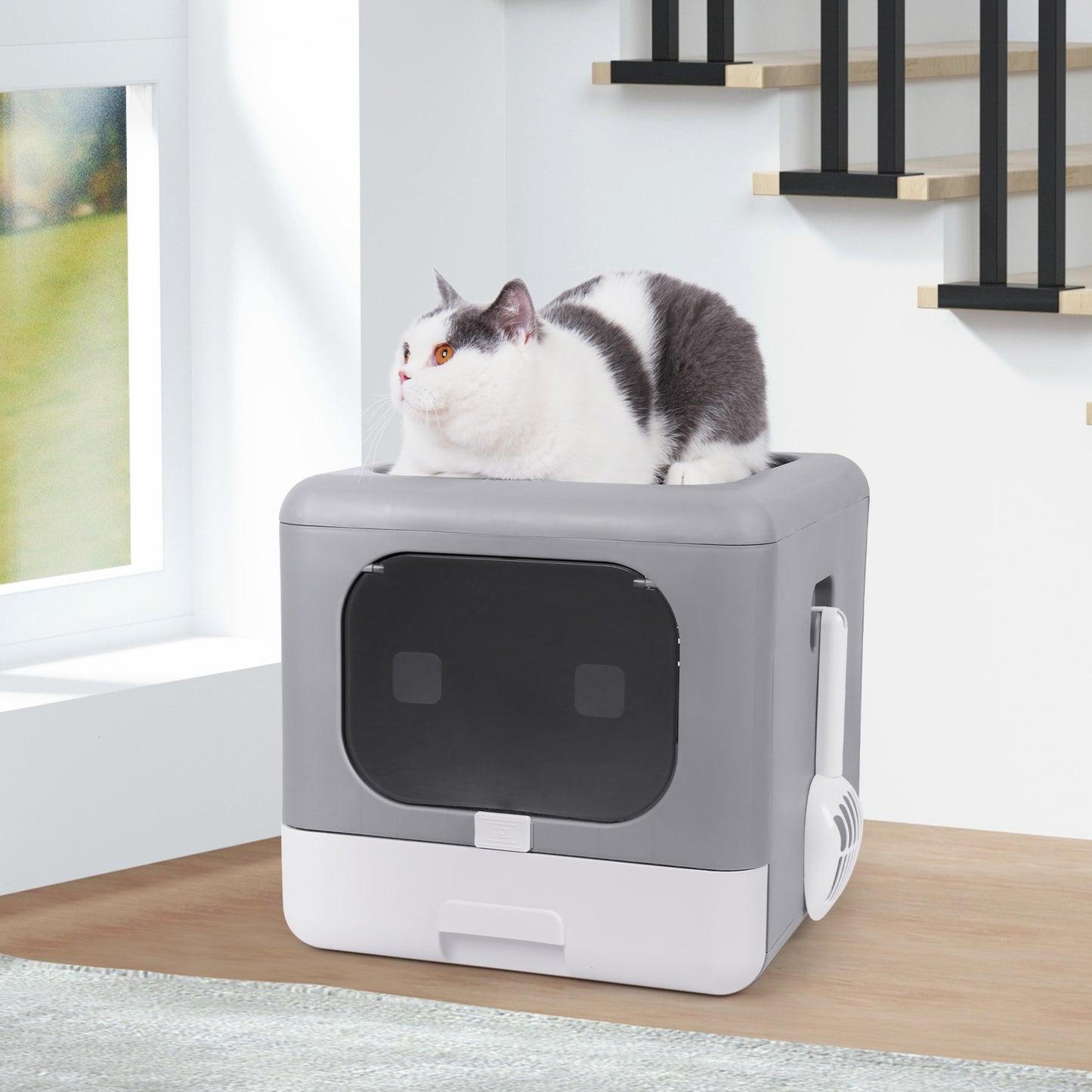 Cat Litter Box Foldable  Cat Litter Scoop Drawer - peterkaczconnect