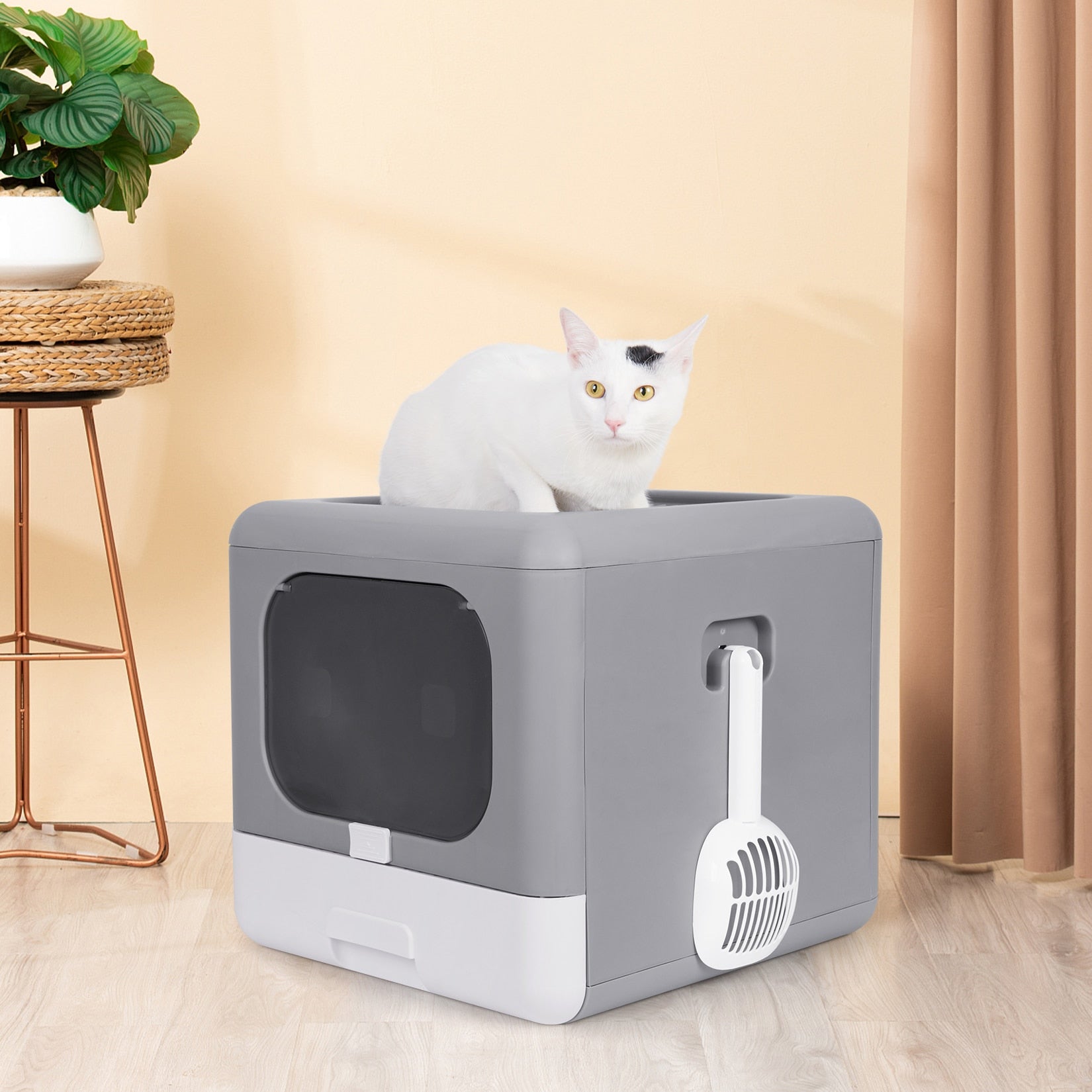 Cat Litter Box Foldable  Cat Litter Scoop Drawer - peterkaczconnect