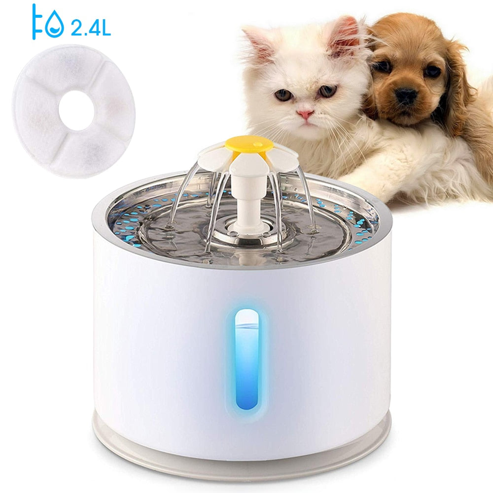 Automatic Cat Water Fountain with LED Lighting Dispenser - peterkaczconnect