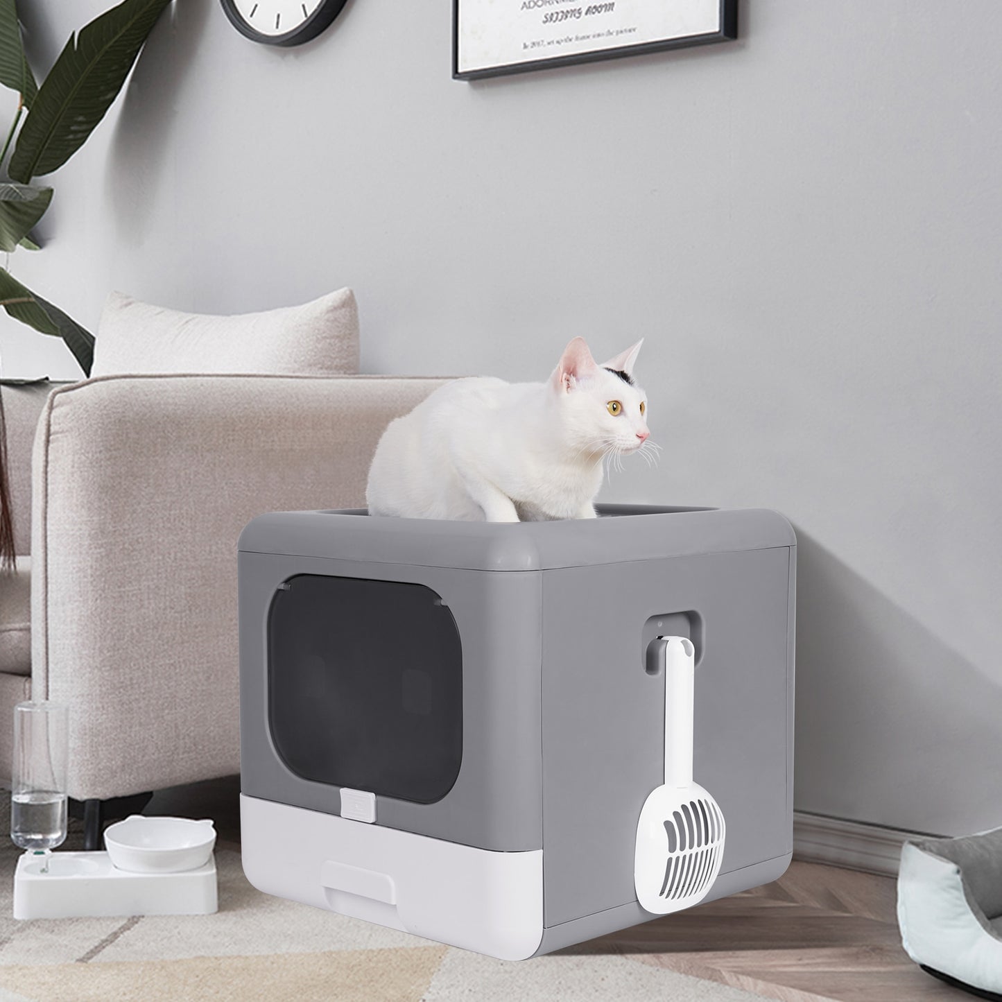 Cat Litter Box Foldable  Cat Litter Scoop Drawer - peterkaczconnect