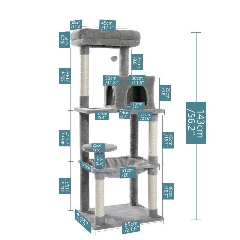 Large Cat Tower with Scratching Posts Multilayer Condo - peterkaczconnect