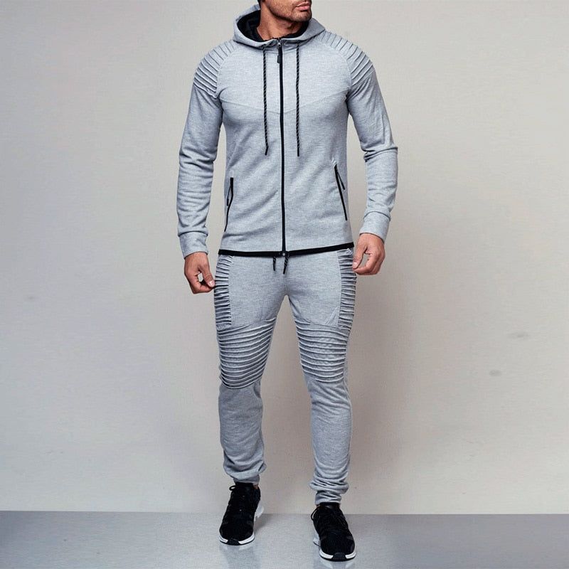 2 pieces Autumn Running tracksuit men Sweatshirt Sports Set - peterkaczconnect