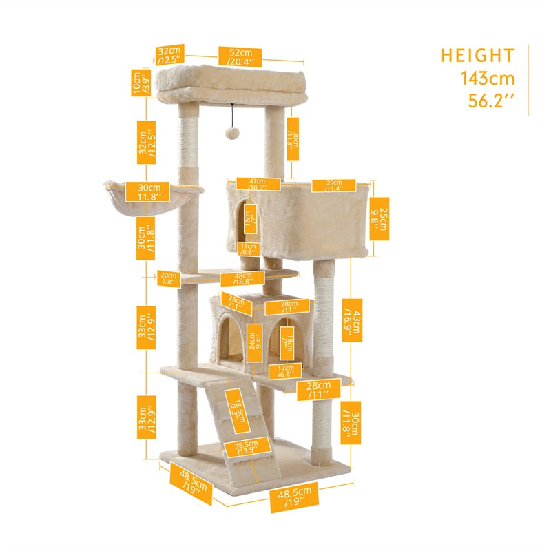 Large Cat Tower with Scratching Posts Multilayer Condo - peterkaczconnect