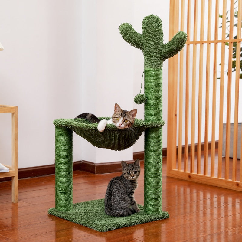 Cute Cactus Cat Tree Toy  Ball Scratching Post - peterkaczconnect