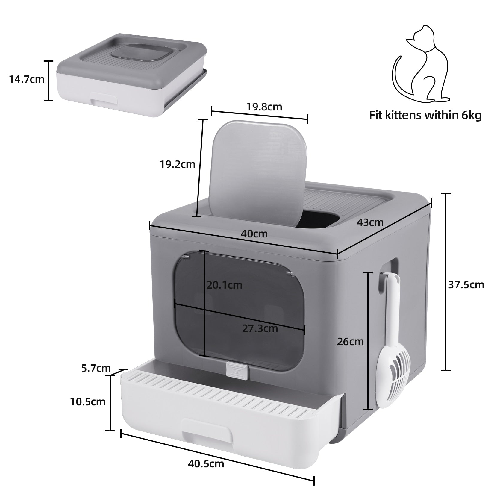 Cat Litter Box Foldable  Cat Litter Scoop Drawer - peterkaczconnect