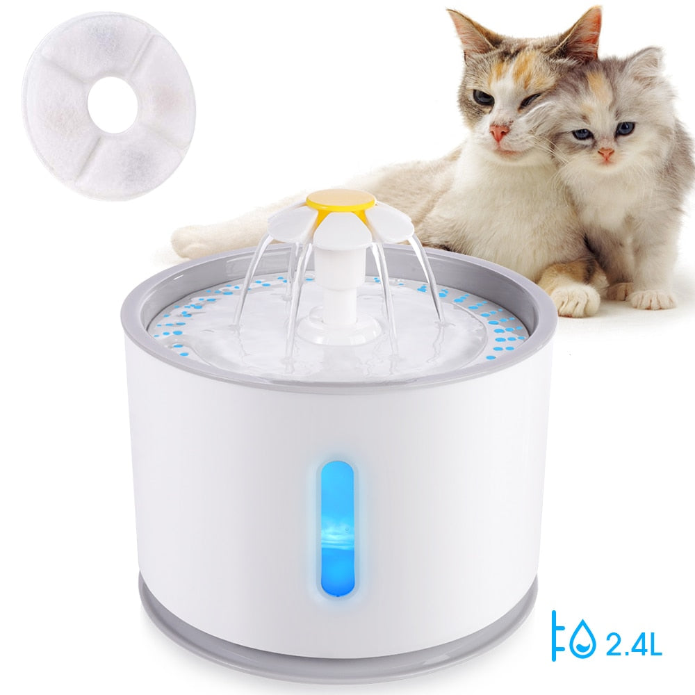 Automatic Cat Water Fountain with LED Lighting Dispenser - peterkaczconnect