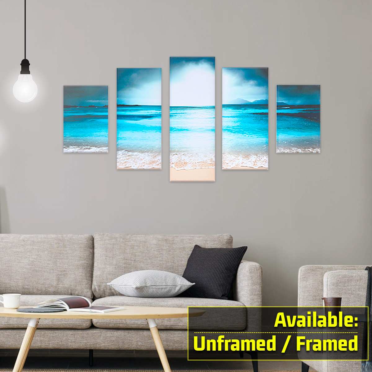 5Pcs Sunset Seaside Canvas Print Wall Modern Art - peterkaczconnect