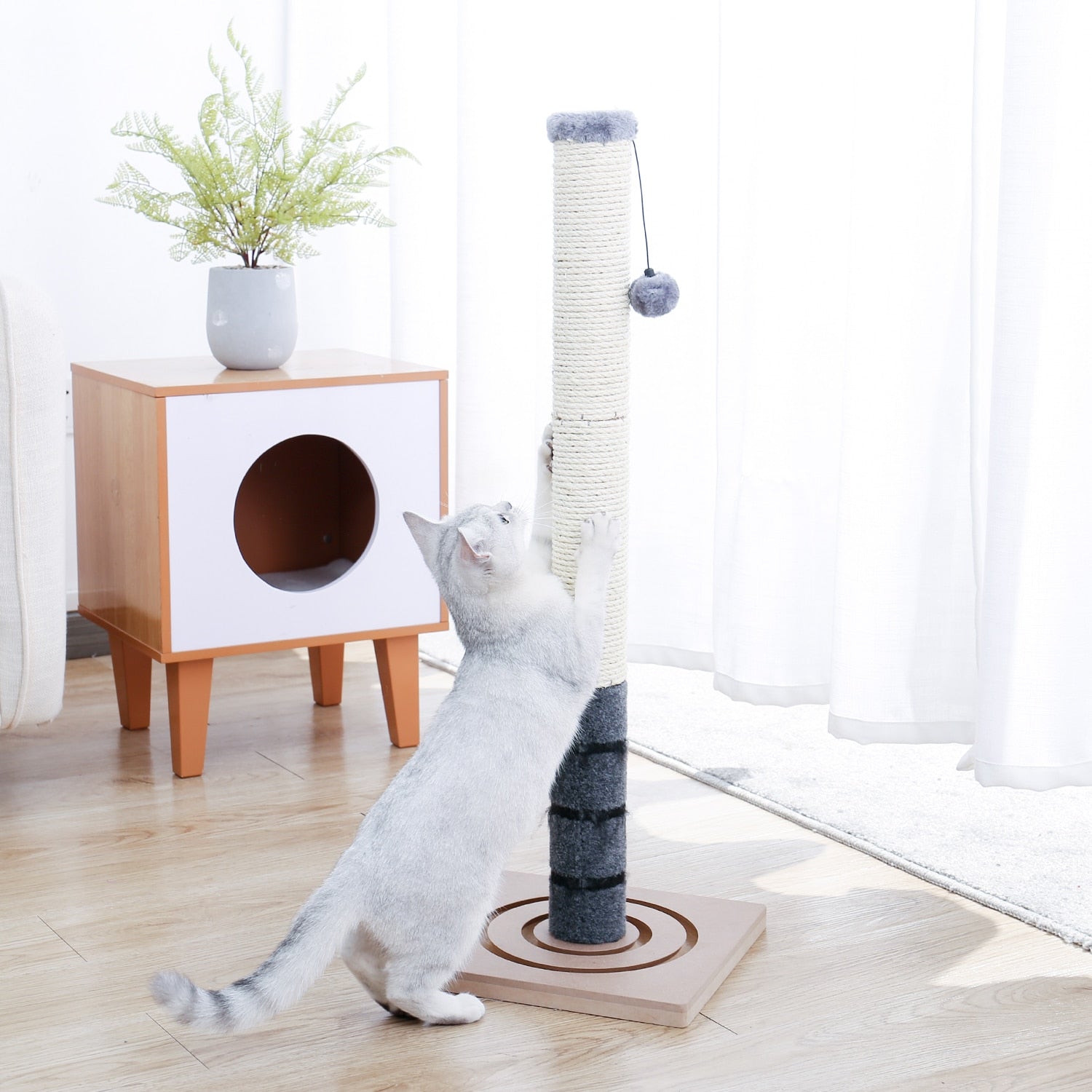 Floor to Ceiling Adjustable Cat Scratcher Protecting Furniture - peterkaczconnect