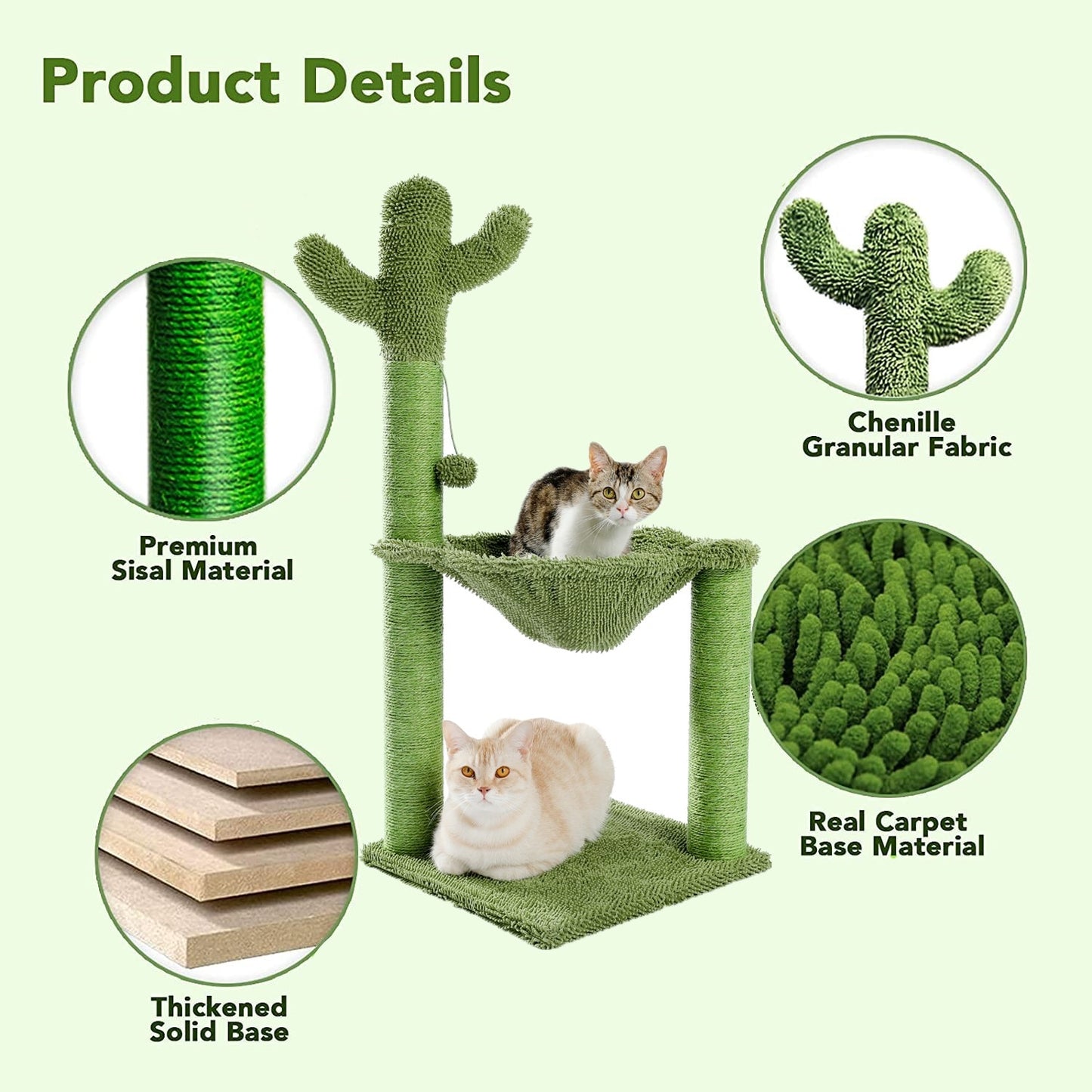 Cactus Cat Scratching Post Spacious Hammock Cats Climbing - peterkaczconnect