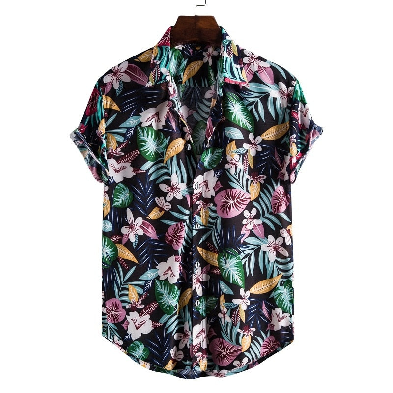 Short Sleeve Male Shirts Hawaiian Fashionable Elegant Classic - peterkaczconnect