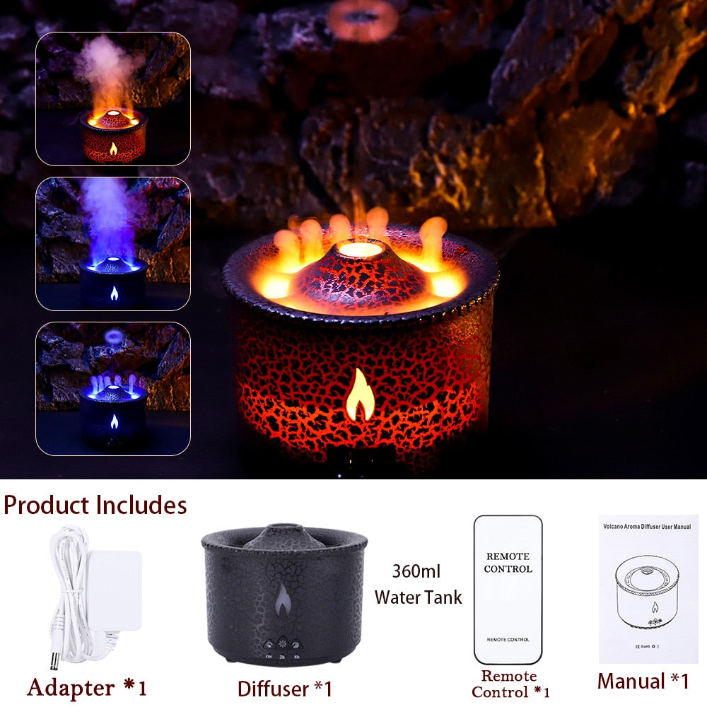 Volcano Flame Air Humidifier Essential Oil Aroma Diffuser f - peterkaczconnect