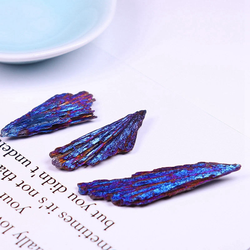 Natural Rainbow Kyanite Titanium Peacock Feather Healing Stone - peterkaczconnect