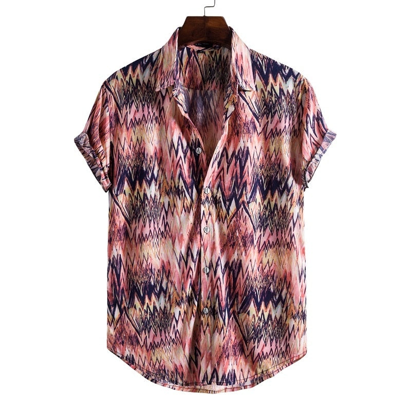 Short Sleeve Male Shirts Hawaiian Fashionable Elegant Classic - peterkaczconnect