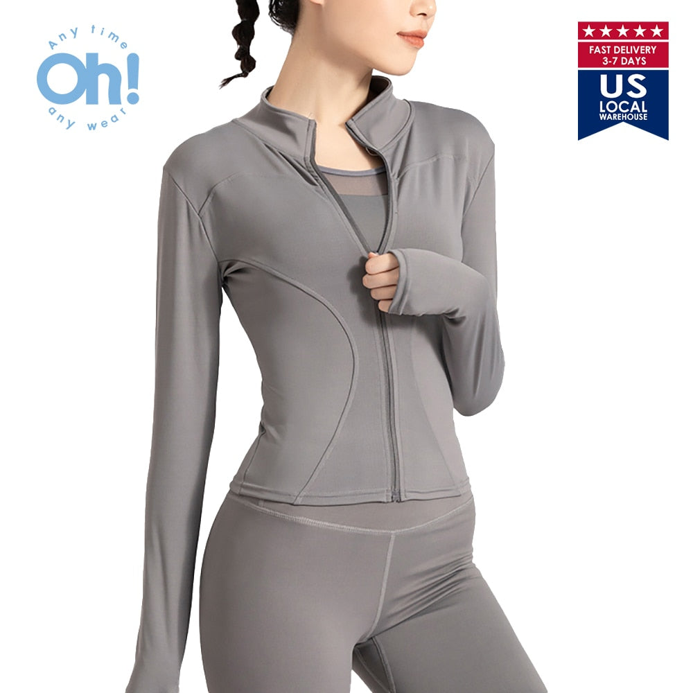 Women Sports Jacket Yoga Shirts Gym Top Zip - peterkaczconnect