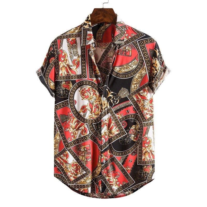 Short Sleeve Male Shirts Hawaiian Fashionable Elegant Classic - peterkaczconnect