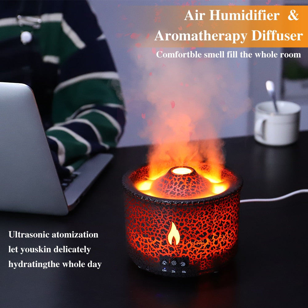 Volcano Flame Air Humidifier Essential Oil Aroma Diffuser f - peterkaczconnect