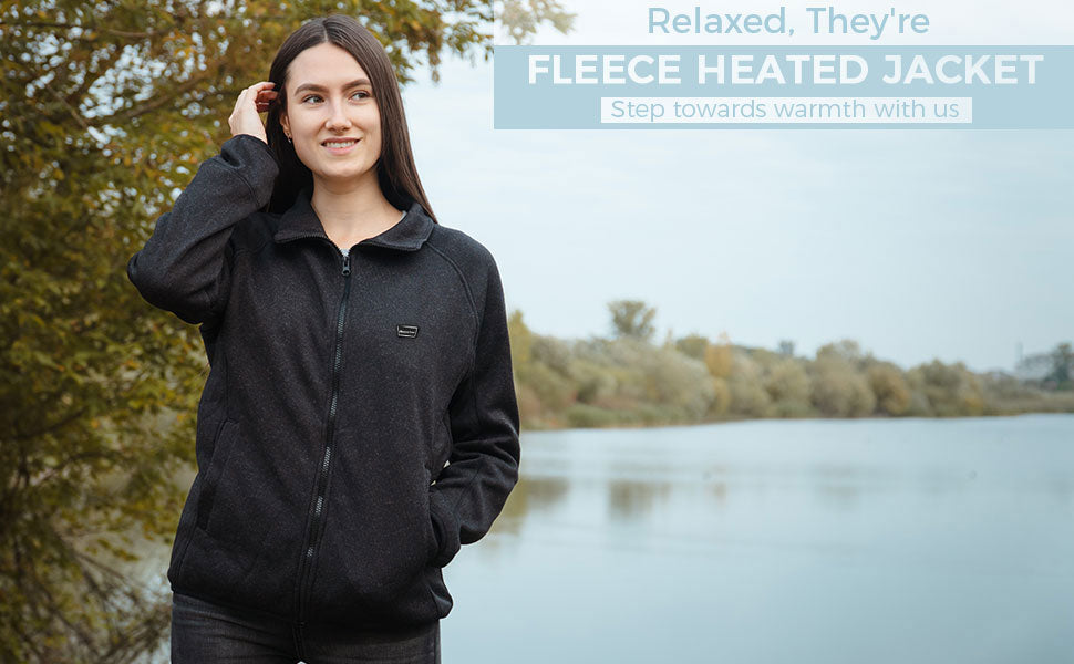 Womens Heated Fleece Jacket Full Zip with Battery Pack - peterkaczconnect