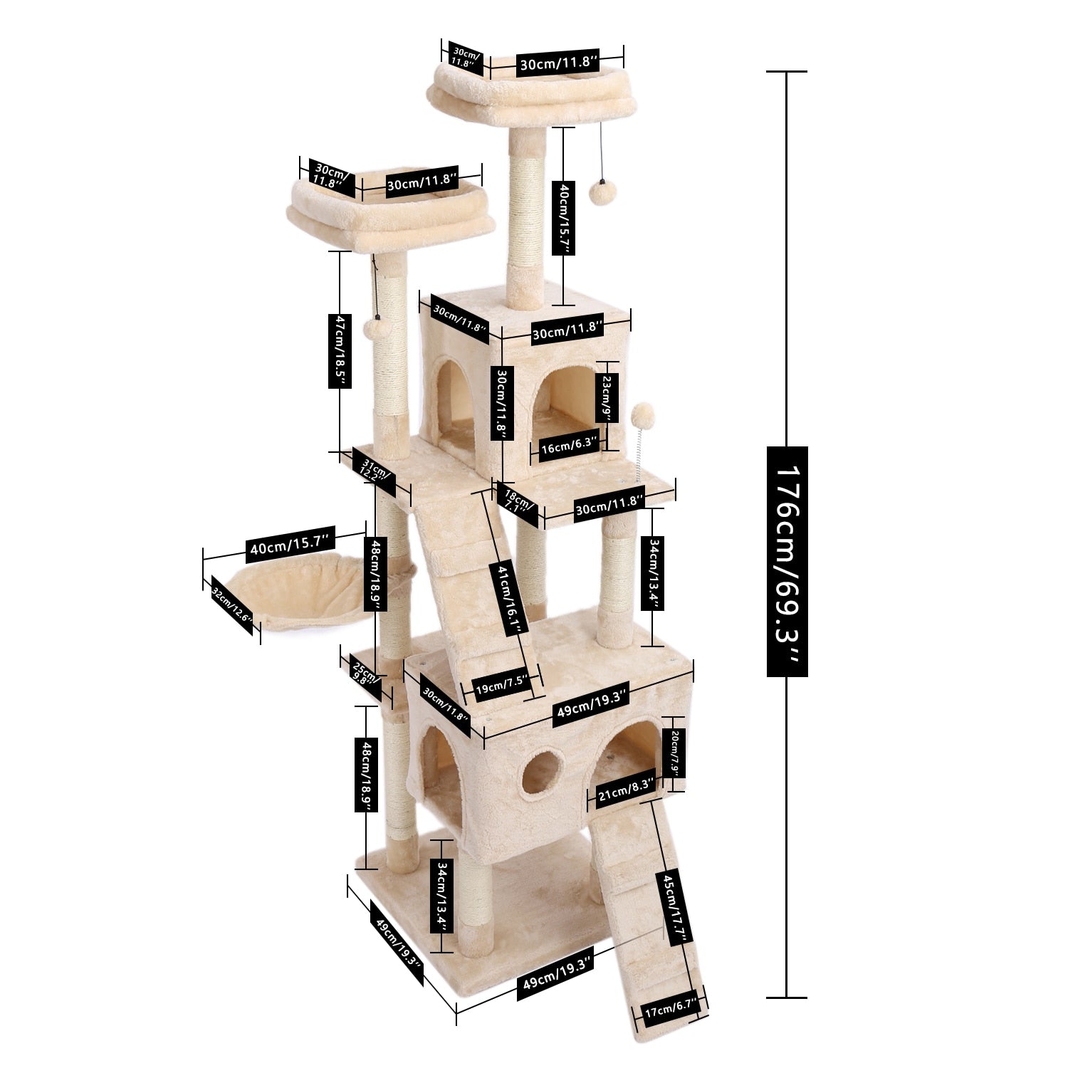 Large Cat Tower with Scratching Posts Multilayer Condo - peterkaczconnect