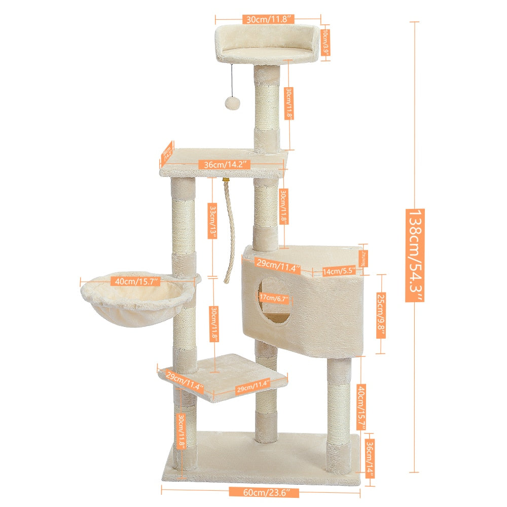 Large Cat Tower with Scratching Posts Multilayer Condo - peterkaczconnect