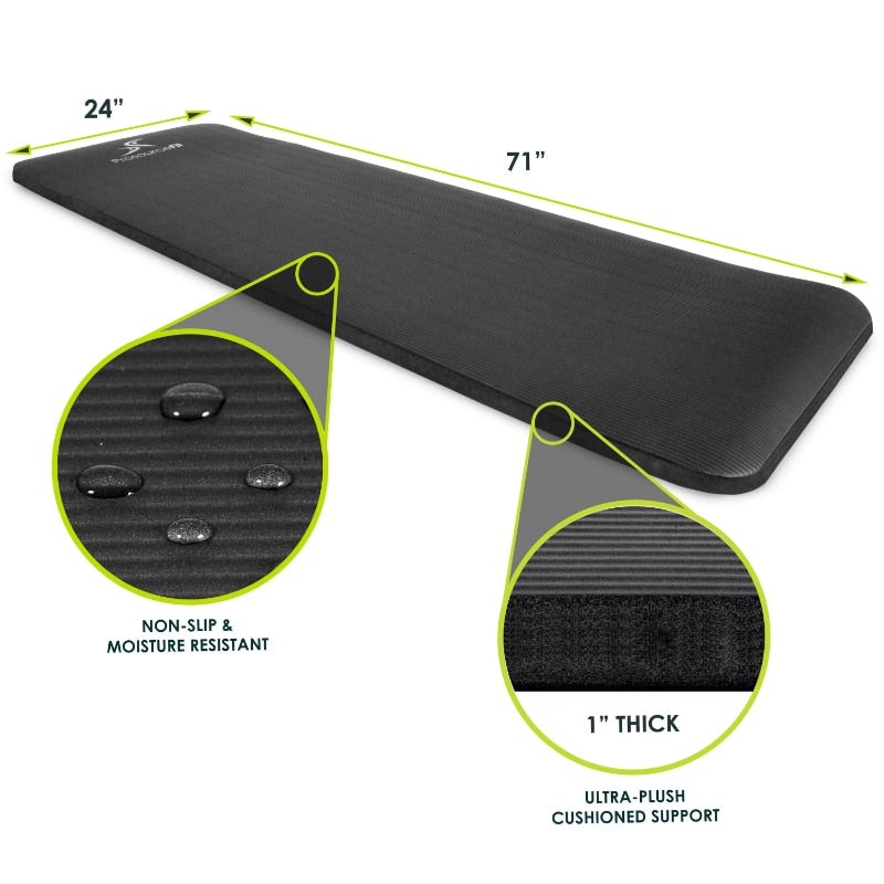 Extra Thick Yoga and Pilates Mat  1-in, Black - peterkaczconnect