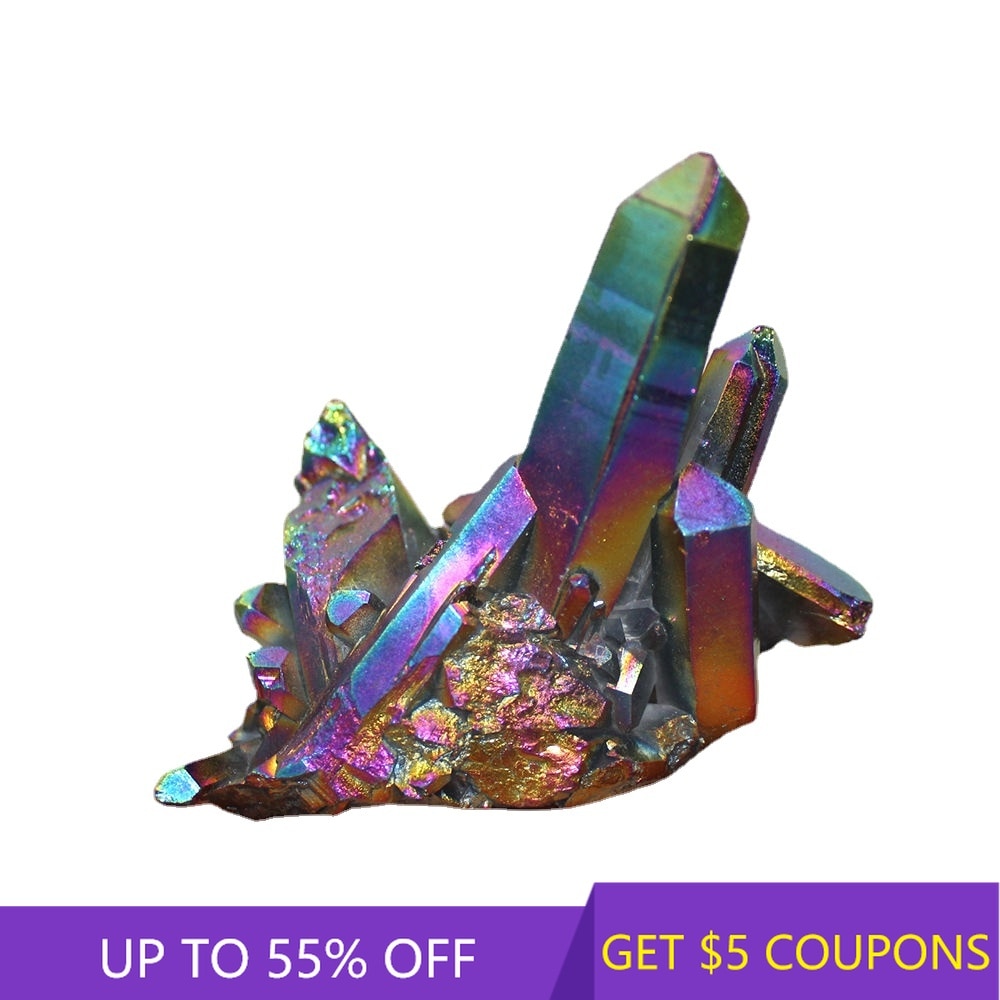 Natural Aura Rainbow Titanium Bismuth Quartz Crystal Cluster - peterkaczconnect