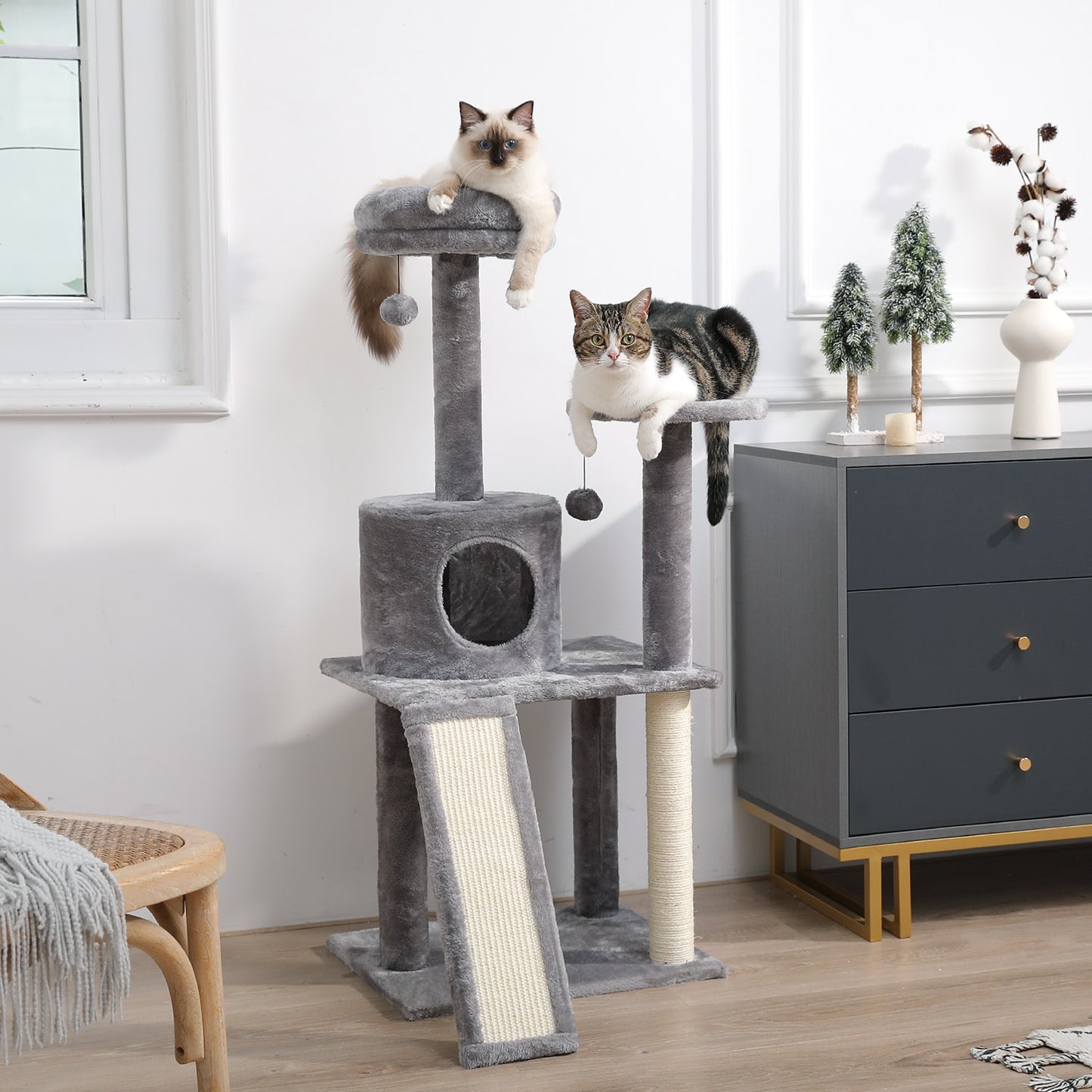 Tall Cat Tower with Large Cat Condo Cozy - peterkaczconnect