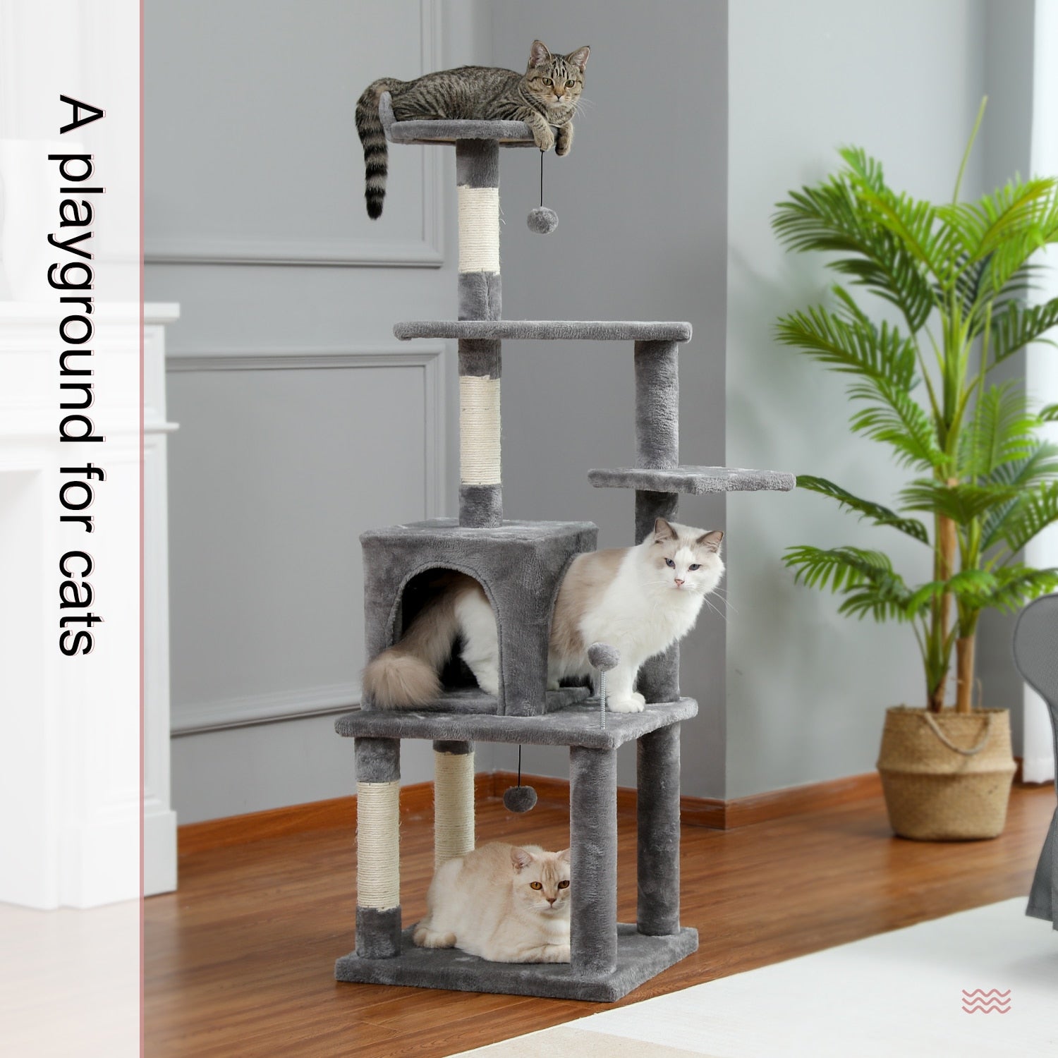 Tall Cat Tower with Large Cat Condo Cozy - peterkaczconnect