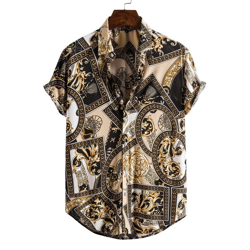 Short Sleeve Male Shirts Hawaiian Fashionable Elegant Classic - peterkaczconnect