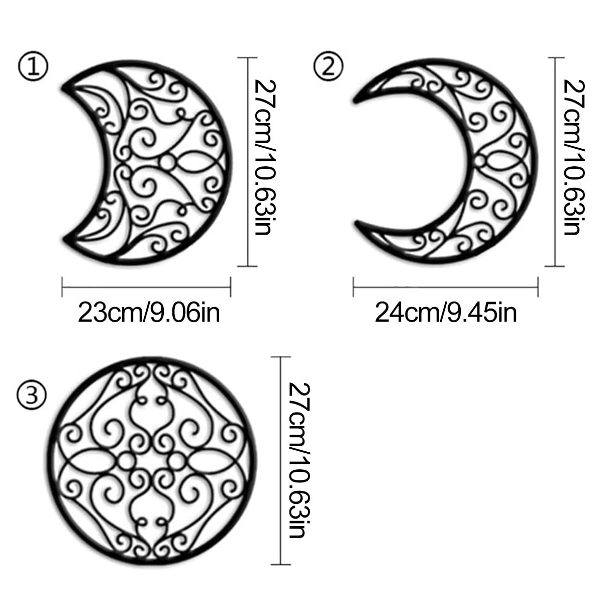 5pcs Black Moon Decoration Wall-mounted Moon Phase - peterkaczconnect