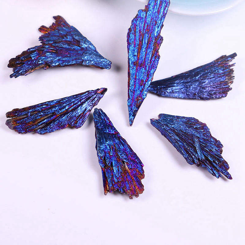 Natural Rainbow Kyanite Titanium Peacock Feather Healing Stone - peterkaczconnect