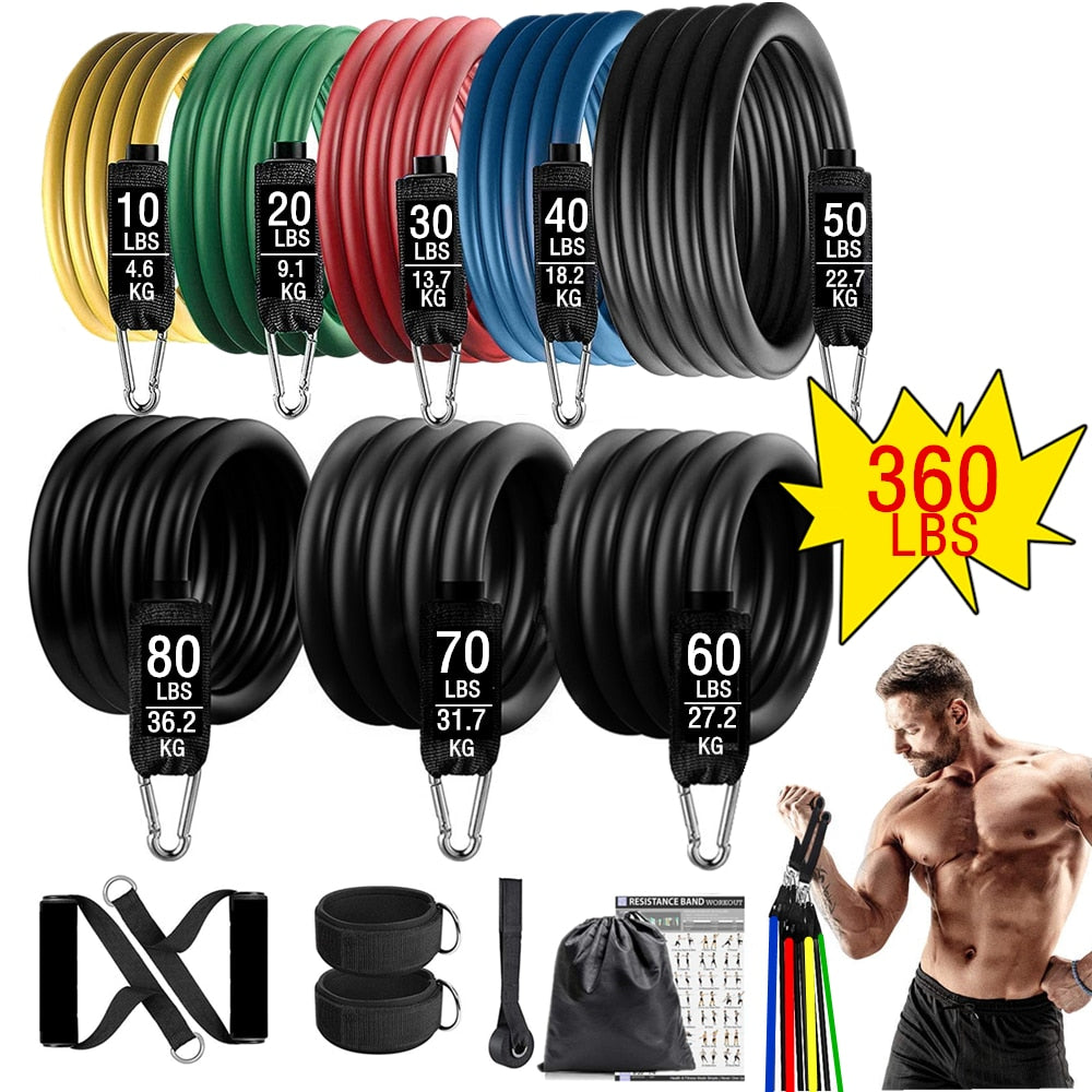 360lbs  Resistance Bands for Home Gym Weight - peterkaczconnect