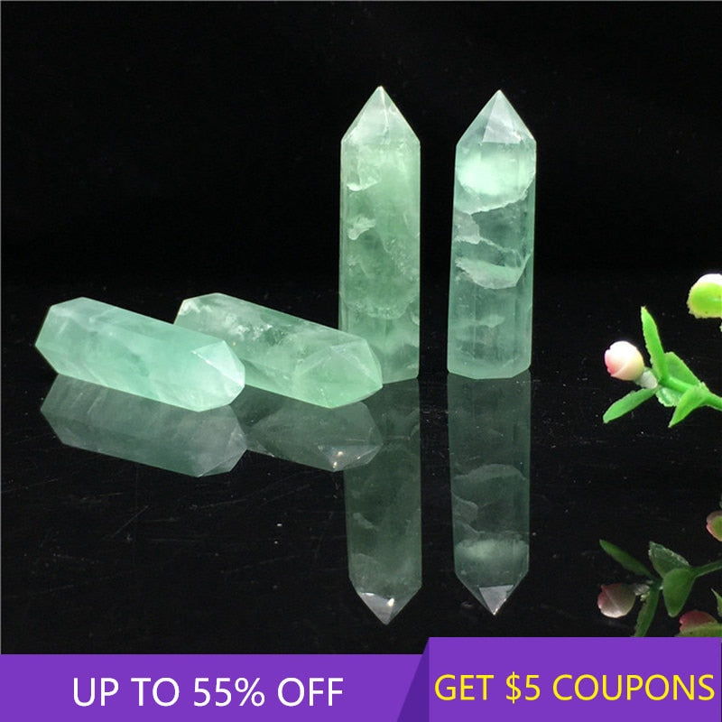 Natural Green Fluorite Quartz Crystal Stone healing Wand - peterkaczconnect