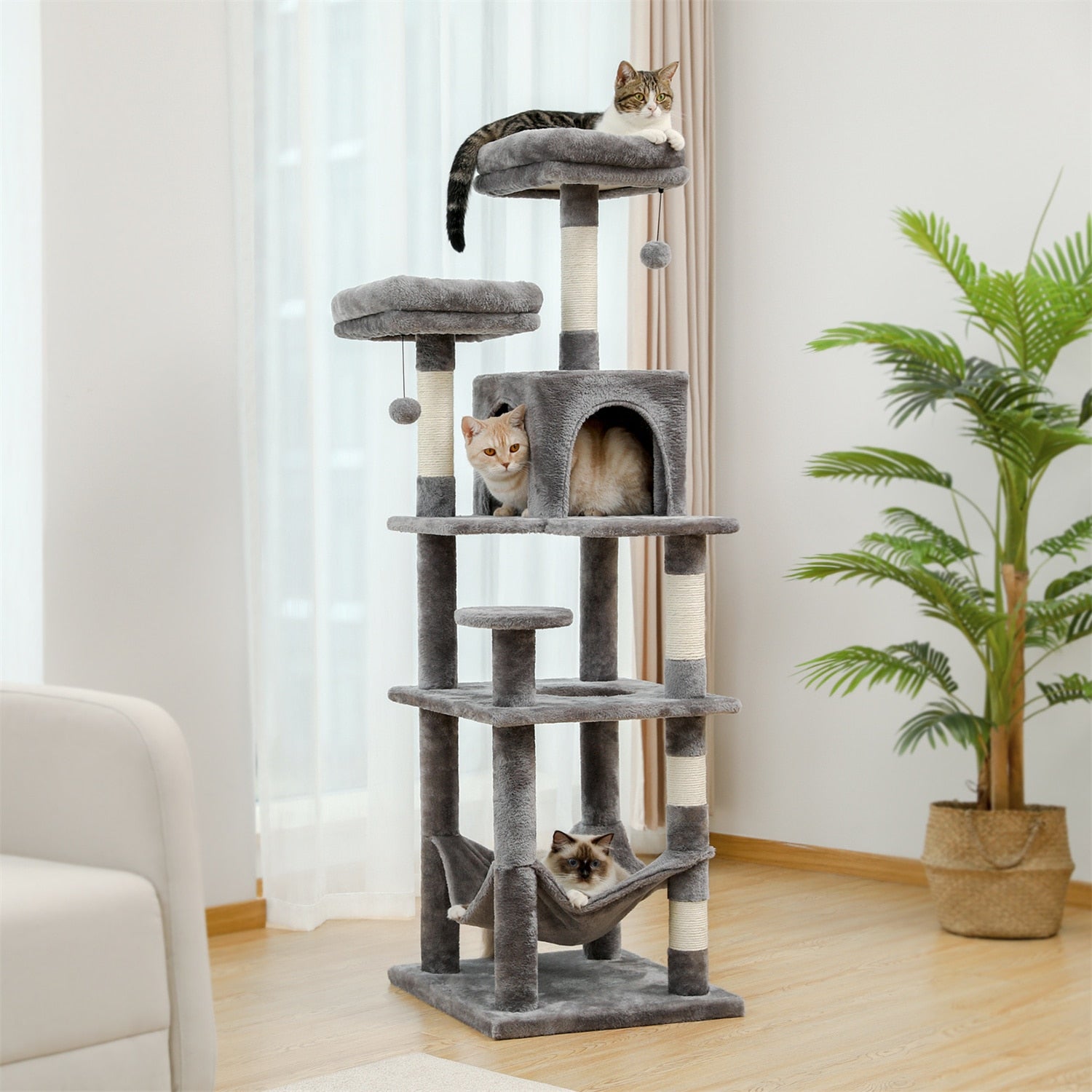 Large Cat Tower with Scratching Posts Multilayer Condo - peterkaczconnect