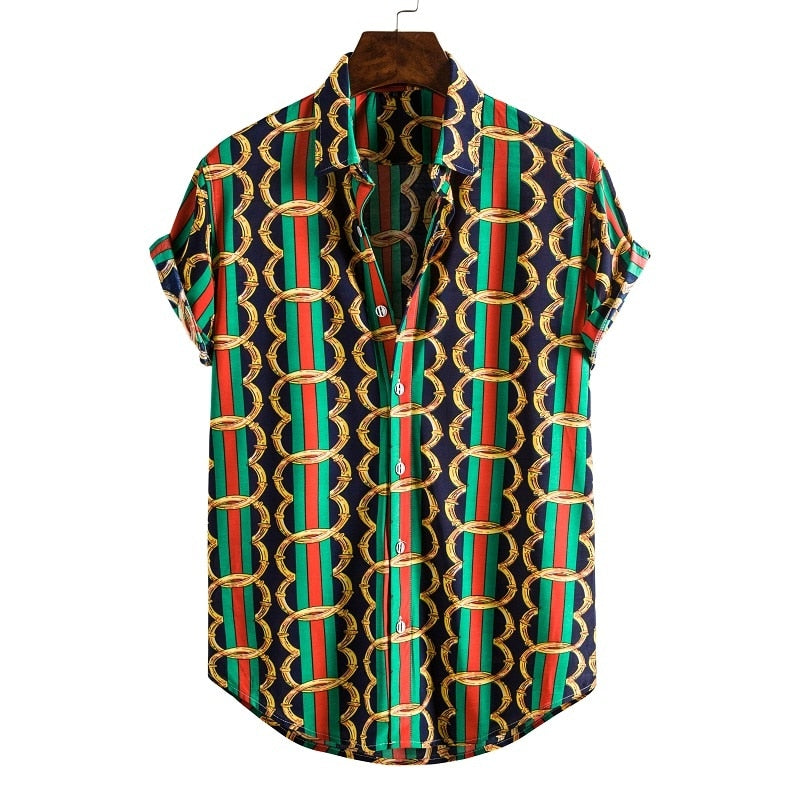 Short Sleeve Male Shirts Hawaiian Fashionable Elegant Classic - peterkaczconnect