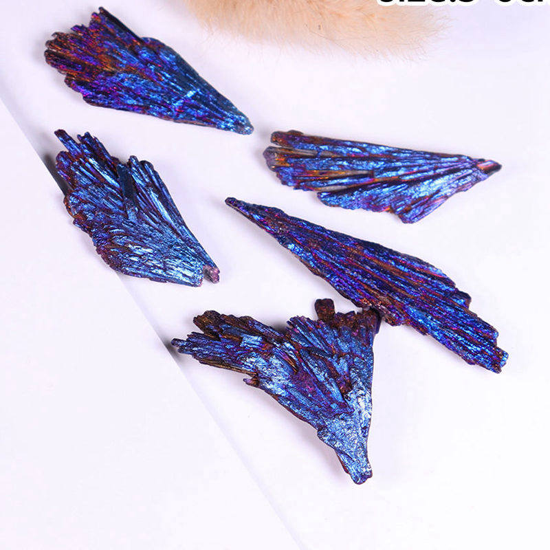 Natural Rainbow Kyanite Titanium Peacock Feather Healing Stone - peterkaczconnect