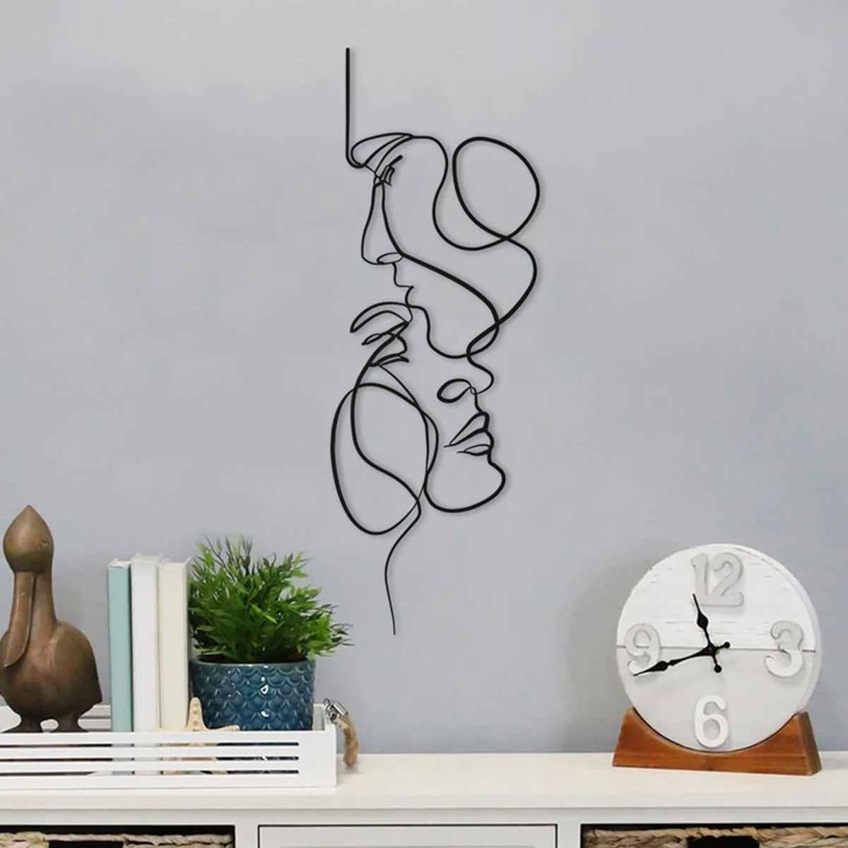 Metal Wall Art Decor Facial Line Wall Sculpture - peterkaczconnect