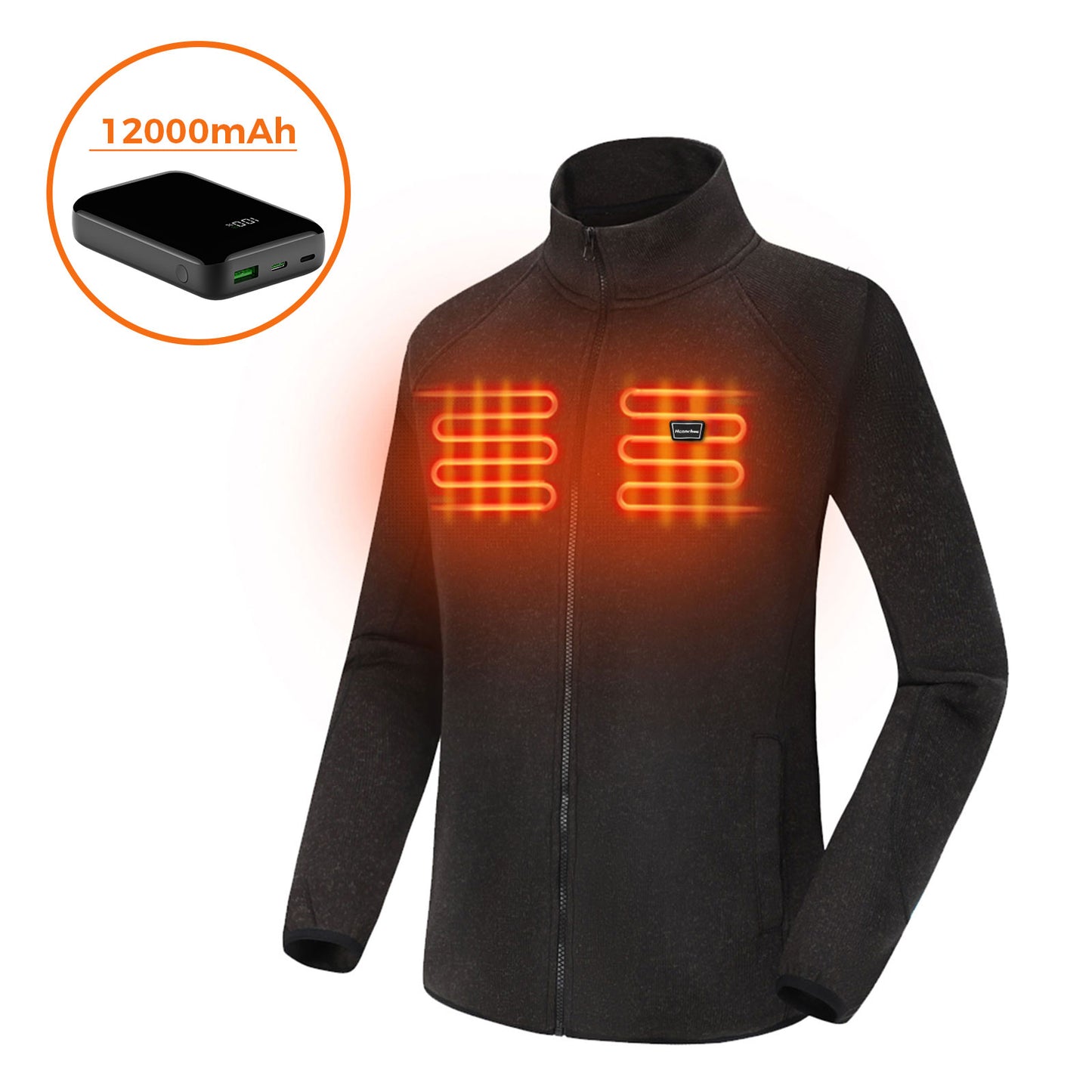 Womens Heated Fleece Jacket Full Zip with Battery Pack - peterkaczconnect